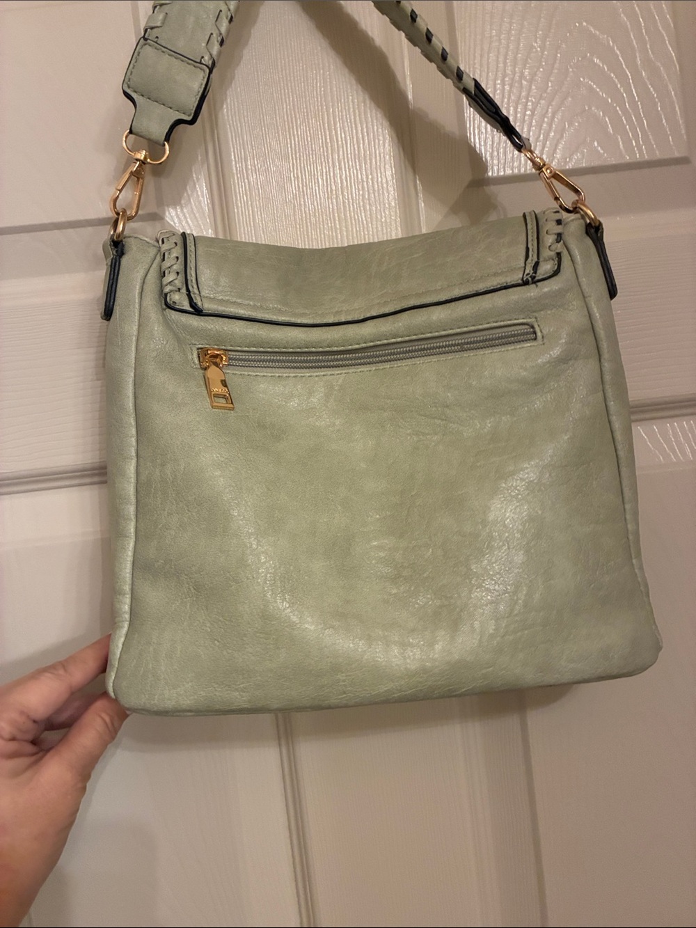 Sage Green Braided-Trim Shoulder Bag - Picture 5 of 6